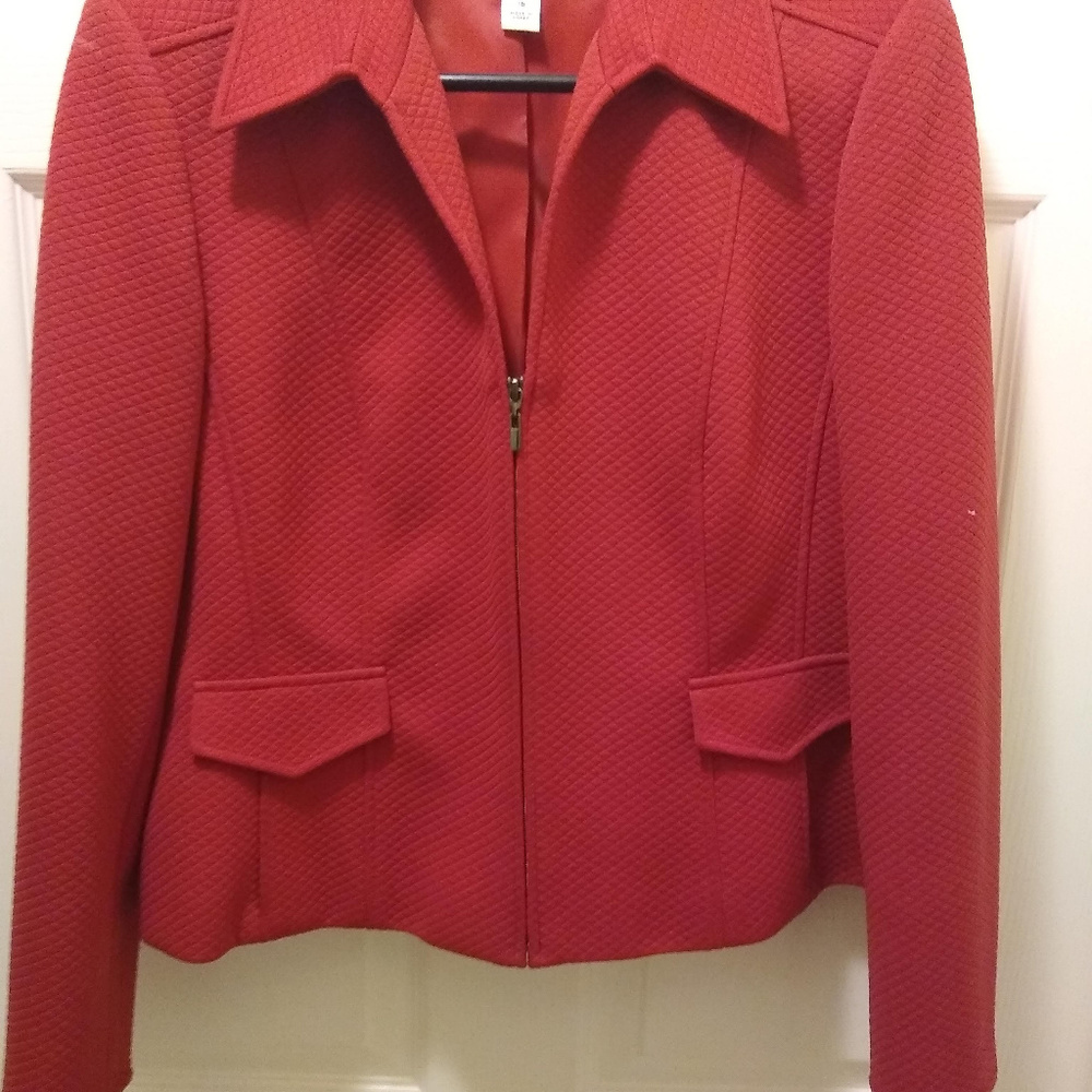 Talbots zip-front dark red jacket